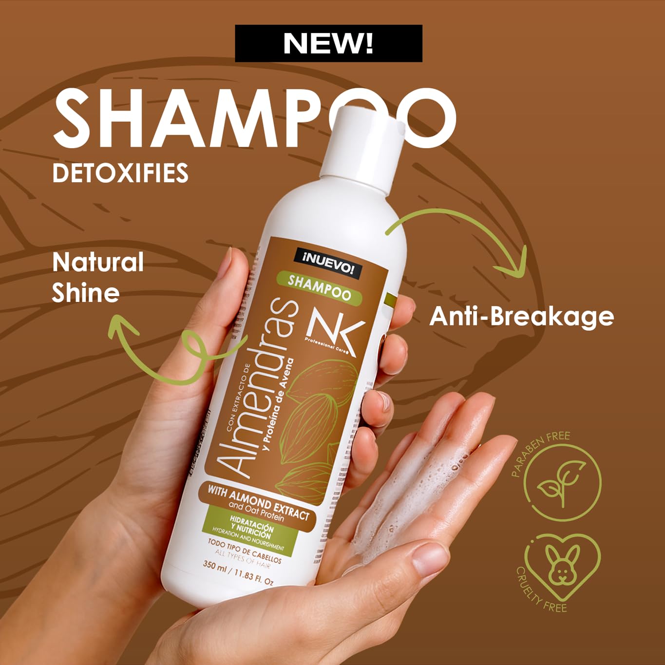 NK Almond Shampoo and Hair Mask Set - Based on almond extract and oat protein - All hair types, especially weak and dry hair.