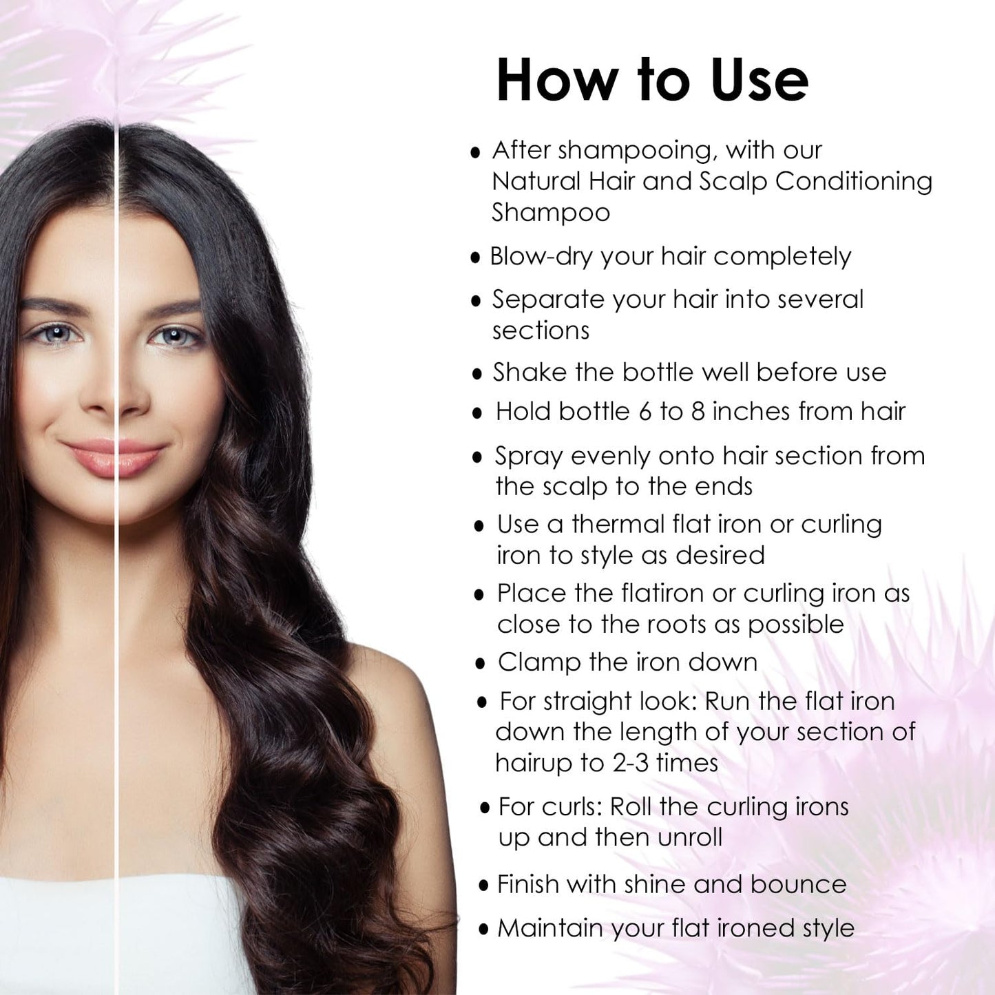Hicks Edges Natural Hair and Scalp Bounce Flat Iron Spray, Smooth Bouncy Curls, Holds without Spritz with Heat Protection, Non-Sticky and Non Flaky