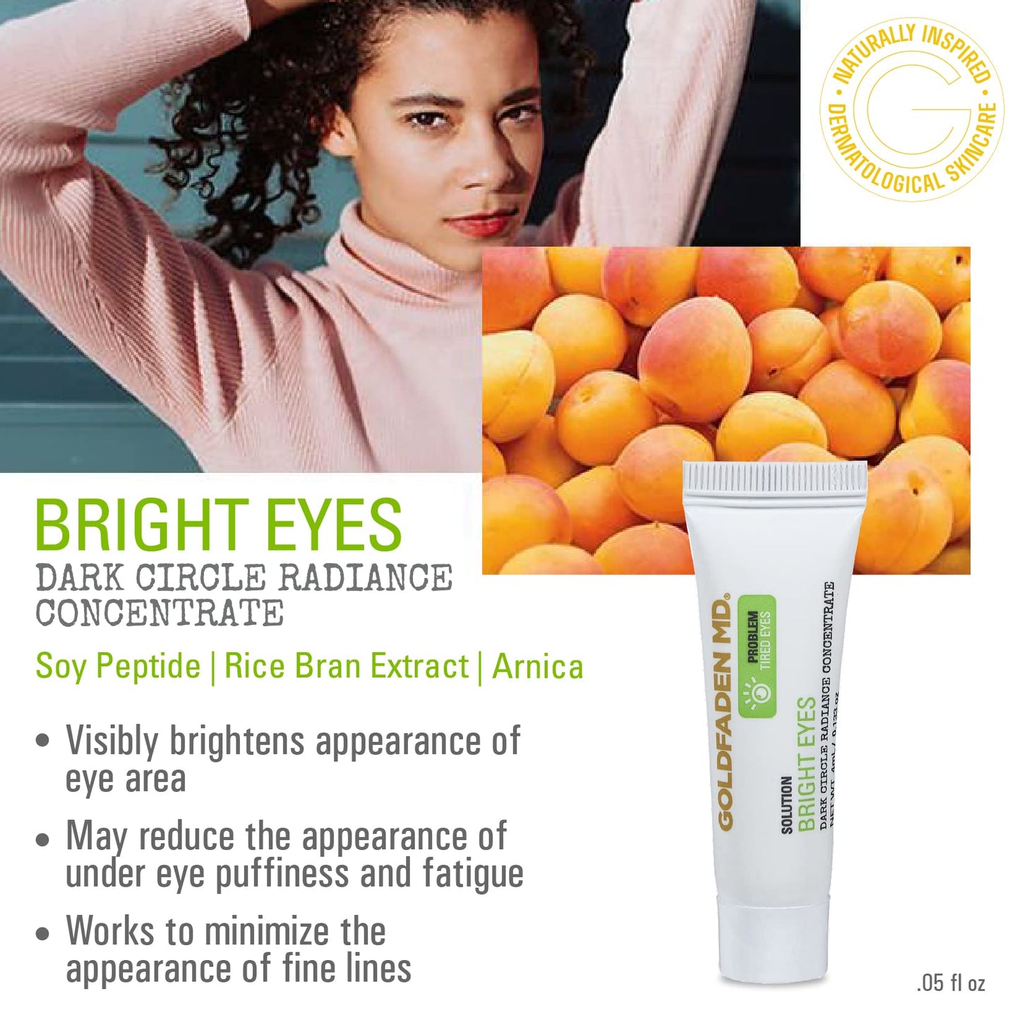 Bright Eyes Dark Circle Concentrate Brightening Eye Cream w/ Soy Peptide, Rice Bran Extract & Arnica | May Reduce Under Eye Darkness, Puffiness & Fine