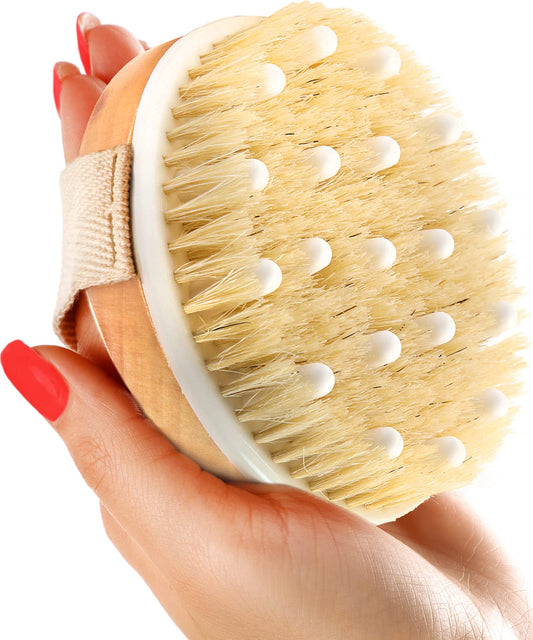 Dry Body Brush (1 Pack) - Reduce Cellulite, Dry Brush for Cellulite and Lymphatic Drainage, Exfoliating Brush with Soft Massage Nodules, Shower Brush