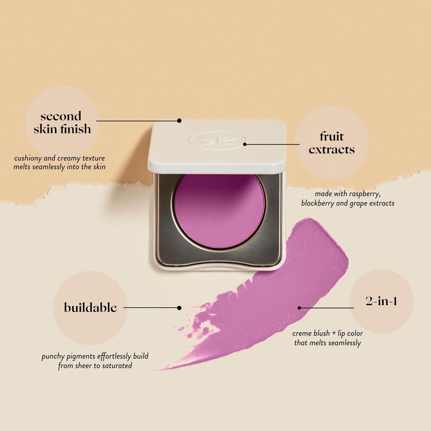 Honest Beauty 2-in-1 Creme Cheek Blush + Lip Color | EWG Verified, Vegan + Cruelty Free | Lush Lilac, .1 oz