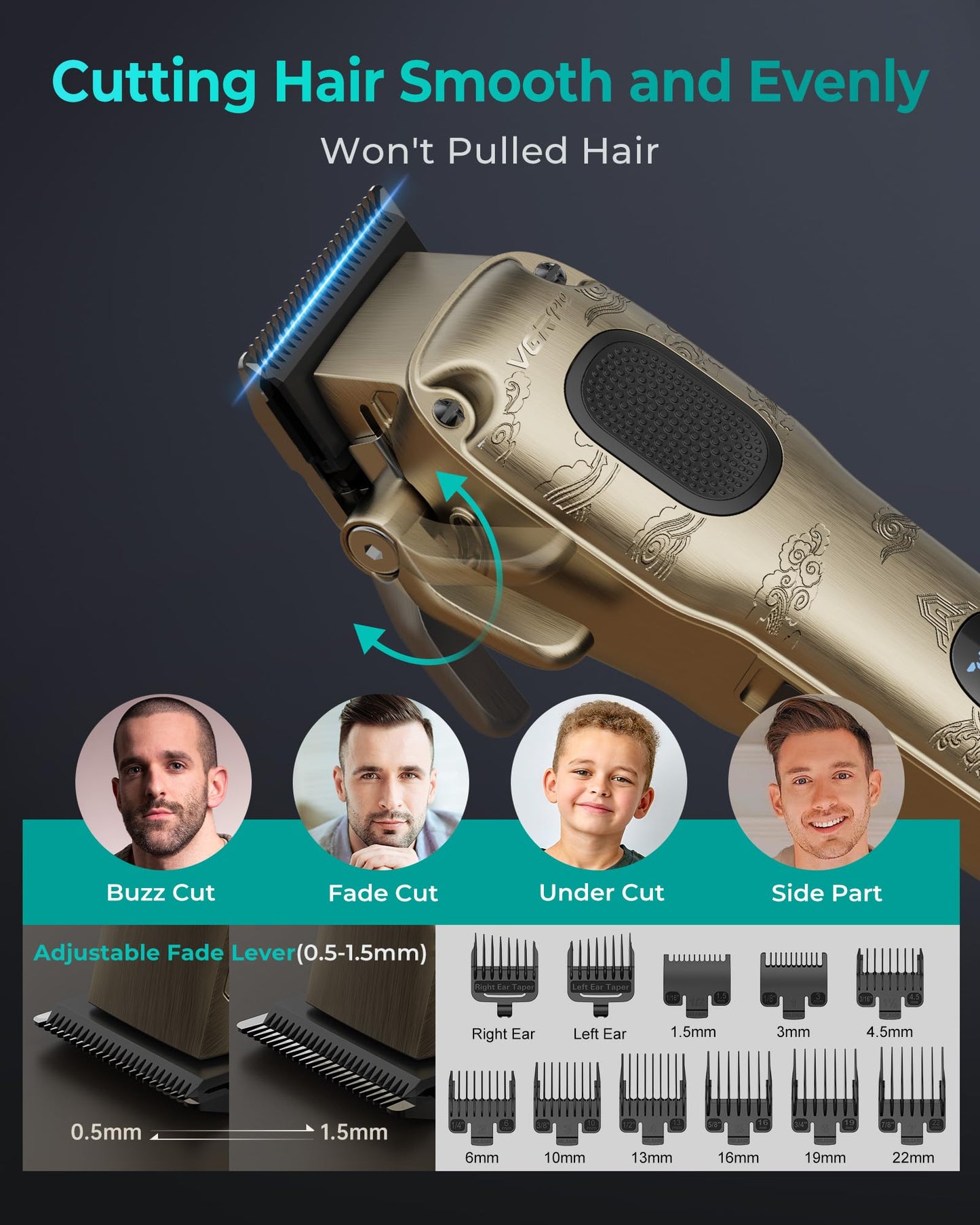 VGRPRO Hair Clippers for Men Professional, Cordless & Corded Barber Clippers for Hair Cutting with Package Case, Electric Grooming Kit for Home Beauty and Personal Care VGRPRO