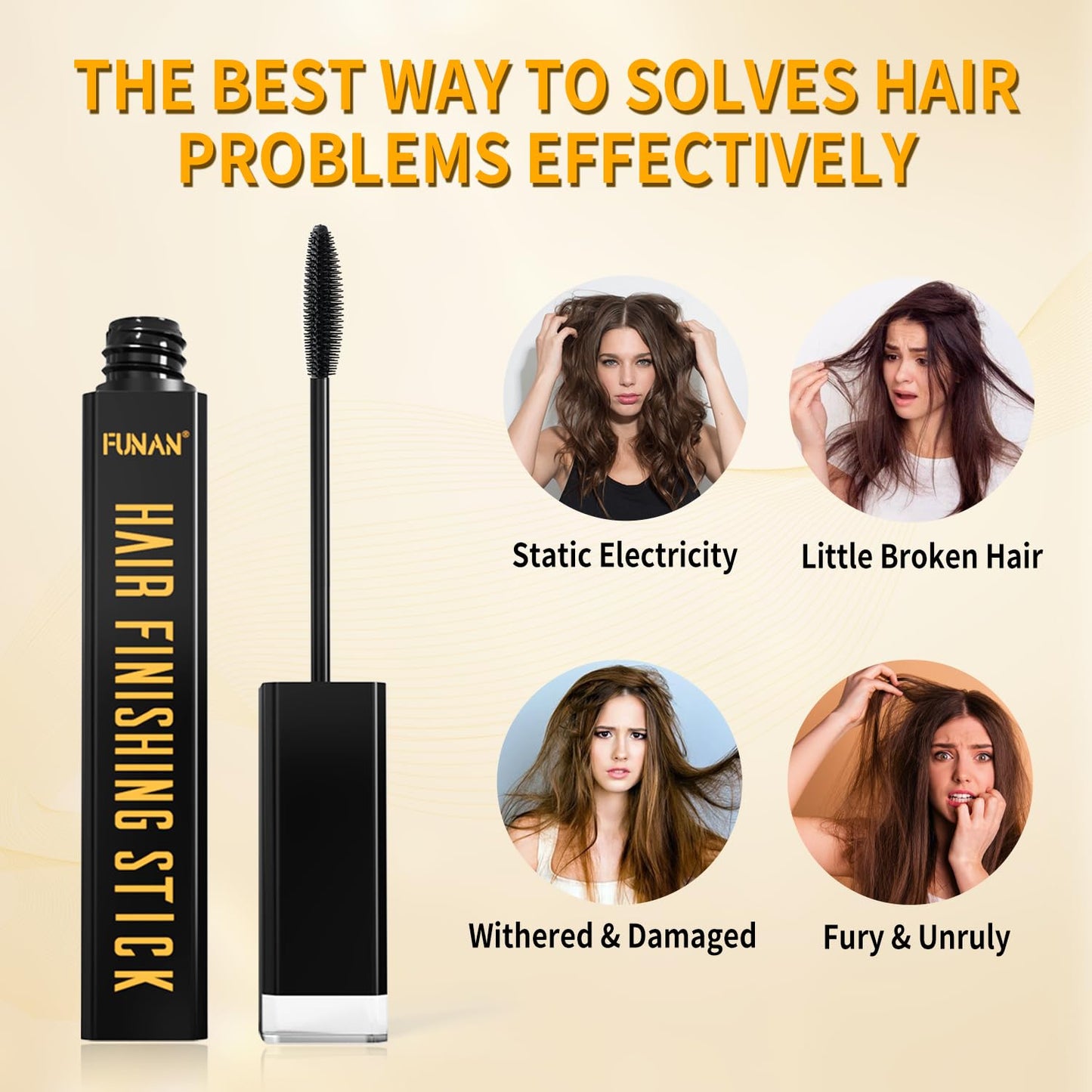 FUNAN 2pcs Hair Mascara for Flyaway Tamer, Hair Finishing Stick, Not-Greasy Hair Gel Stick and Gloss Enhancer Beauty and Personal Care FUNAN
