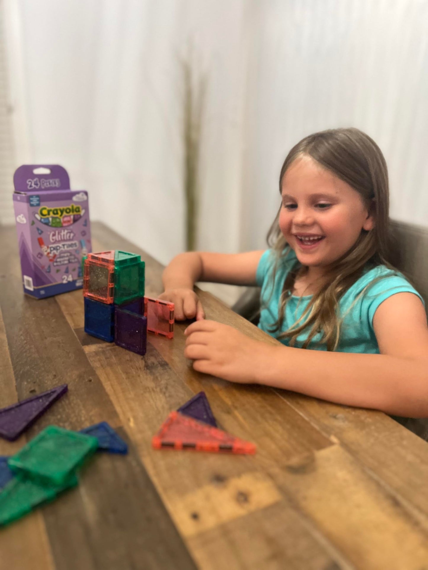 CreateOn Crayola Mini Magnetic PIP-Tiles 24pc Set (Glitter) – STEM Travel Building Toys for Kids Ages 3+, Boys & Girls