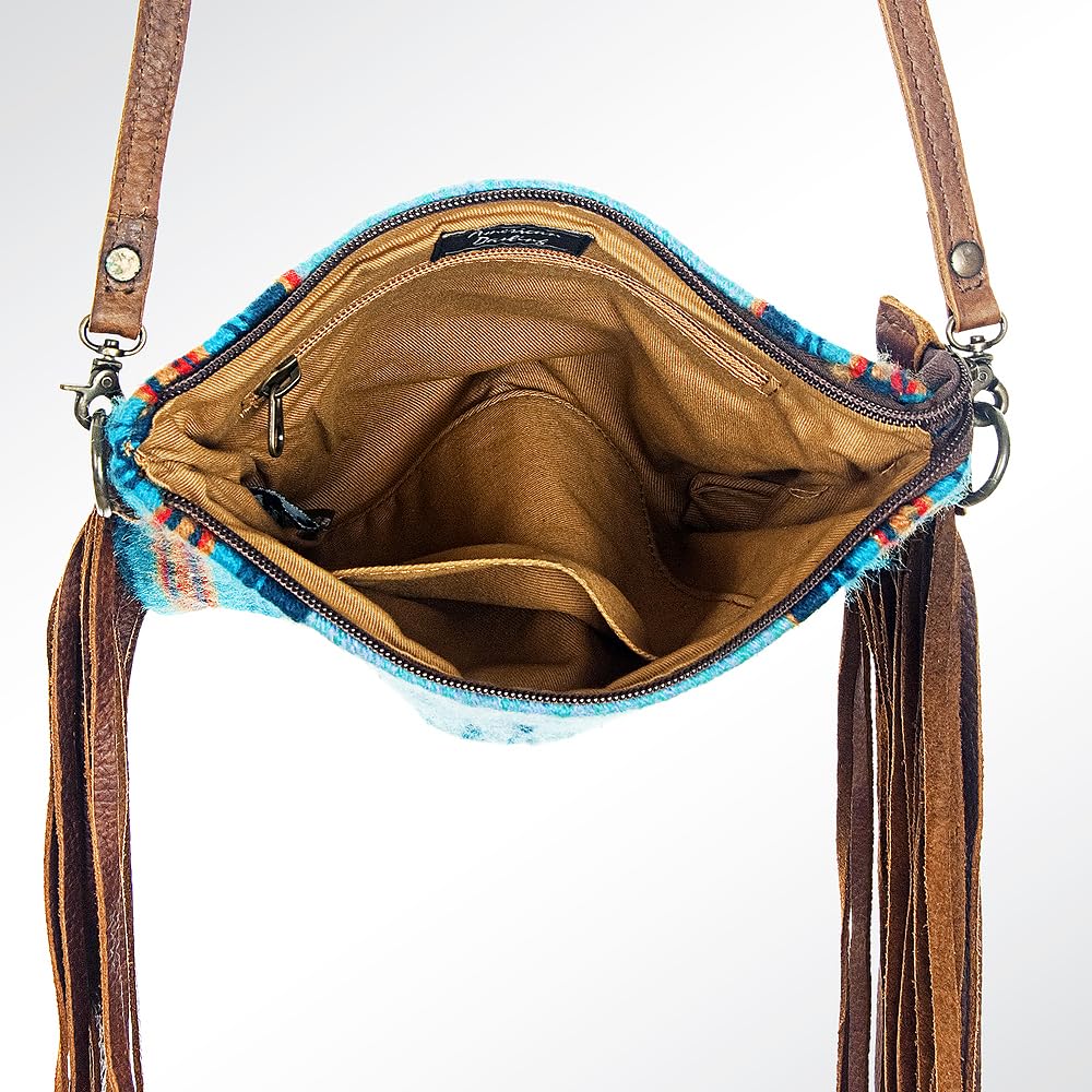 American Darling CrossBody Bag Saddle Blanket Fabric Genuine Leather Western Women Handbag Purse | for Cute Travel