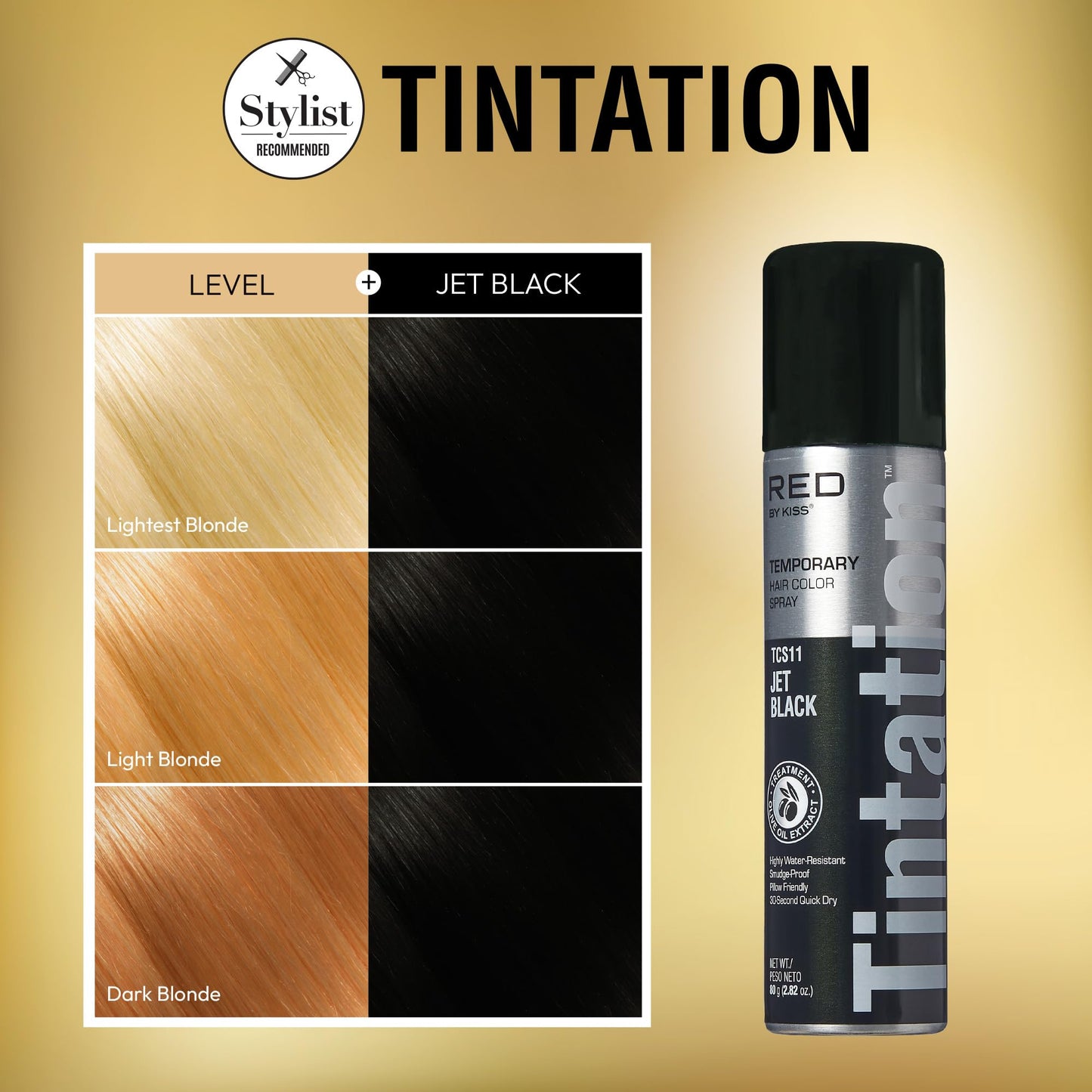 Red by Kiss Tintation Temporary Hair Color Spray, Instant Gray Root Touch Up Coverage, Water-Resistant & Smudge-Proof, Easy Wash Out, Barber