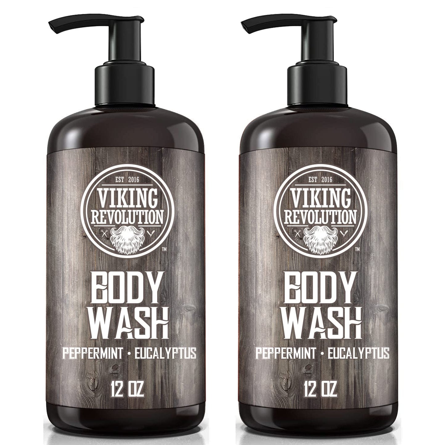 Viking Revolution Men's Body Wash - Eucalyptus Peppermint Body Wash for Men - Mens Natural Body Wash with Vitamin E and Rosemary Oil - Mens Shower Gel