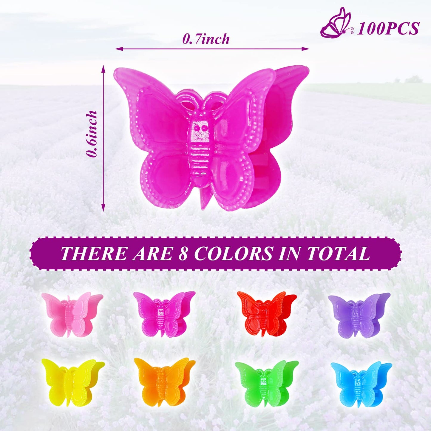 Mandalahuang Hair Clip, 100 Pcs Butterfly Hair Clips, Pastel, Rainbow, Mini Hair Clip for Girls
