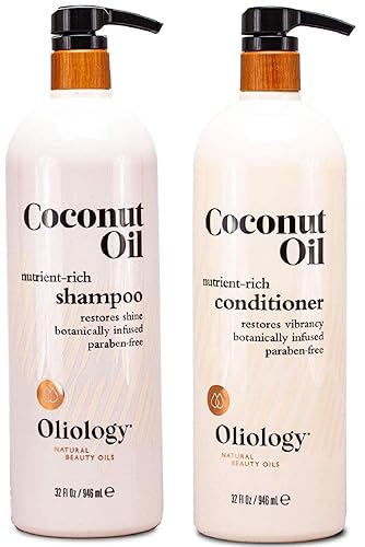 Oliology Nutrient Rich Coconut Oil Shampoo & Conditioner Combo Pack - Helps Restore Damaged Hair | Provides Intense Shine | Moisturizing | Made