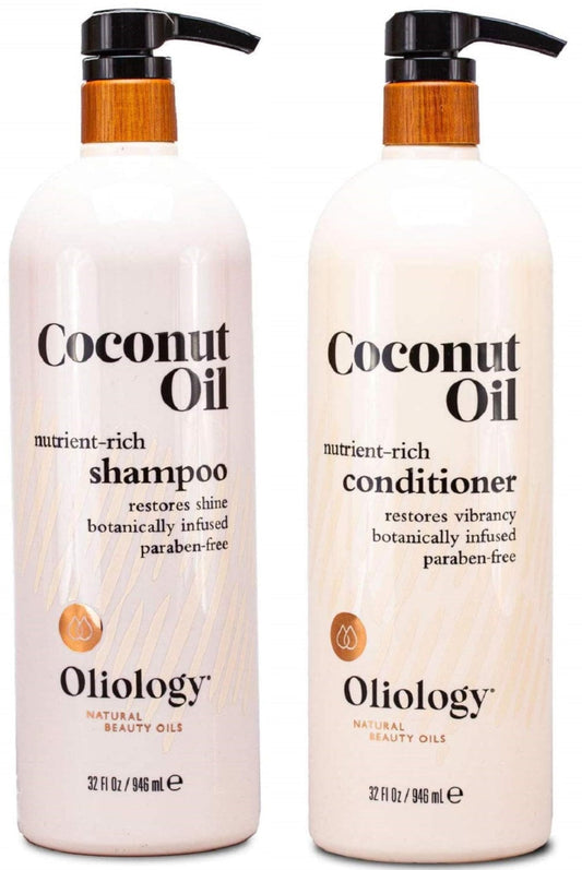 Oliology Nutrient Rich Coconut Oil Shampoo & Conditioner Combo Pack - Helps Restore Damaged Hair | Provides Intense Shine | Moisturizing | Made