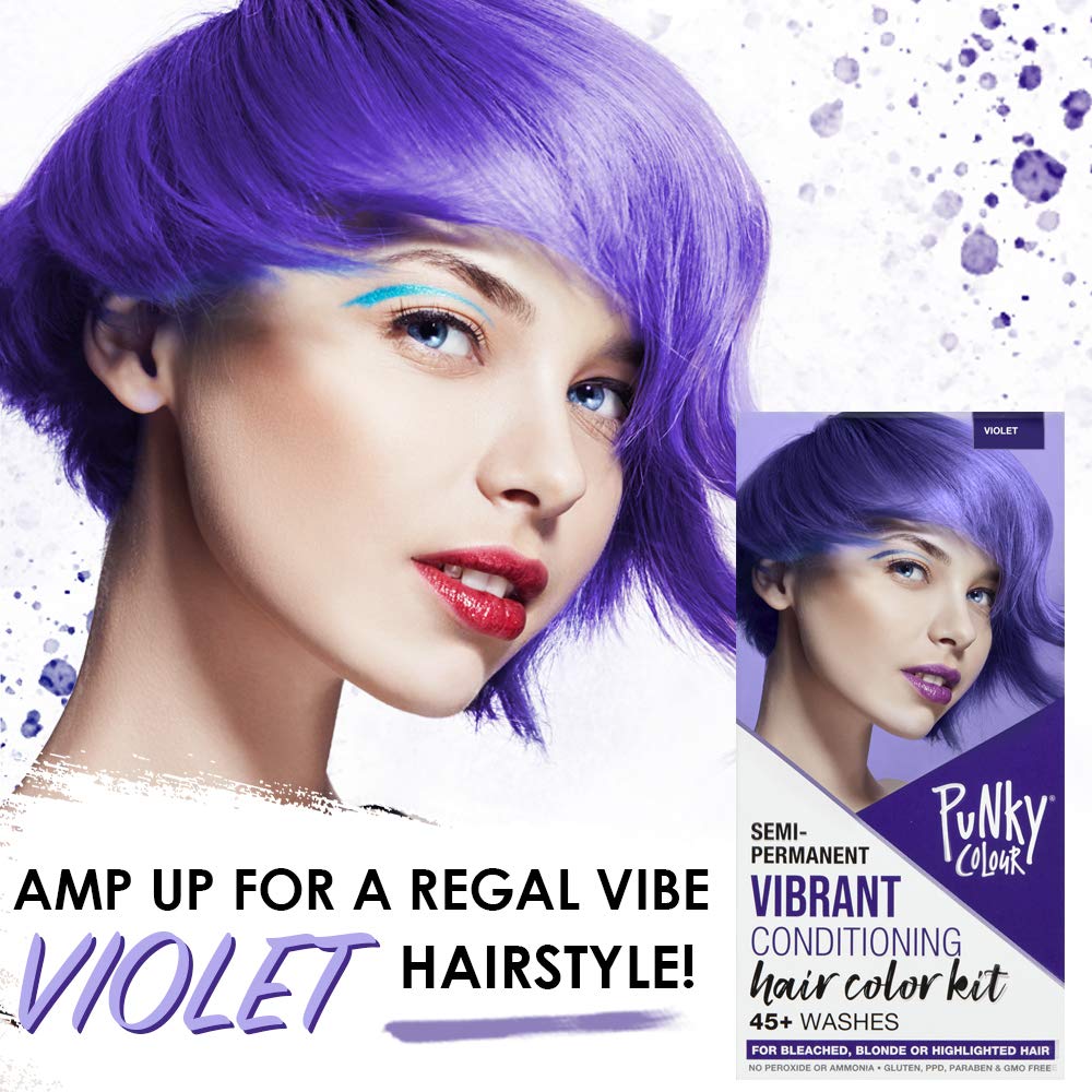 Punky Colour Box Kit Violet Semi Permanent Hair Color - Vegan, Cruelty-Free Conditioning Hair Dye, Lasts Up to 35 Washes