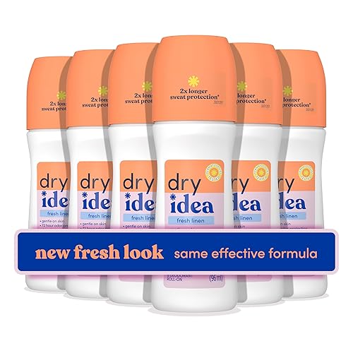 Dry Idea Fresh Linen Scent Roll On Deodorant & Antiperspirant for Women - Gentle on Sensitive Skin, 2X Longer Sweat Protection, 72Hr Sweat & Odor