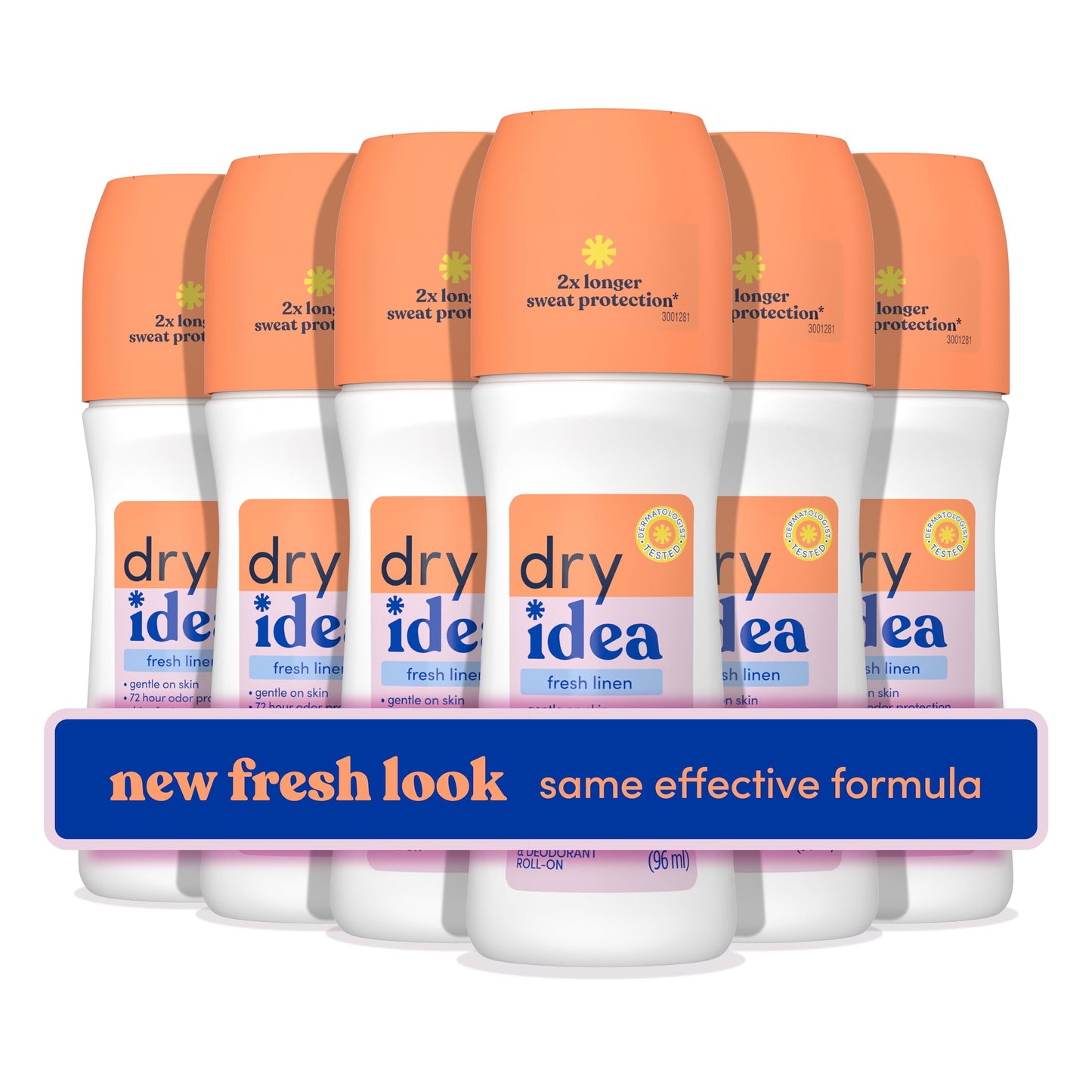Dry Idea Fresh Linen Scent Roll On Deodorant & Antiperspirant for Women - Gentle on Sensitive Skin, 2X Longer Sweat Protection, 72Hr Sweat & Odor