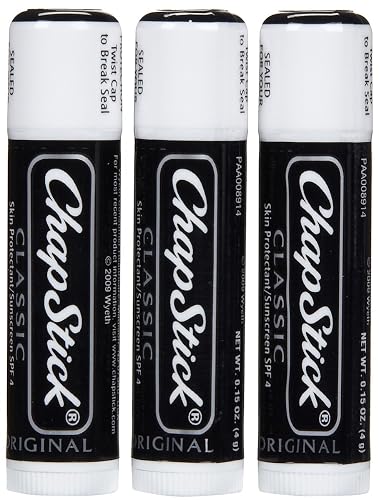 ChapStick Classic, Skin Protectant Flavored Lip Balm Tube, 3 Count (Pack of 1)
