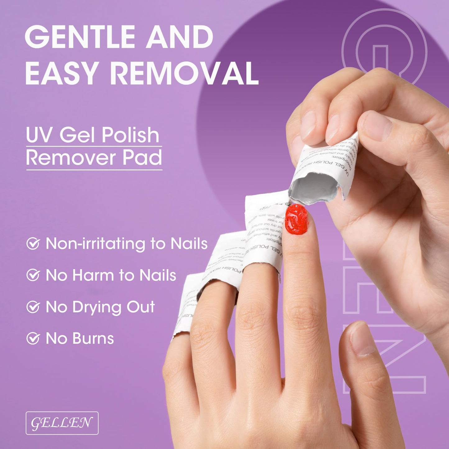 GELLEN Nail Cleanser Pads and Polish Remover Pads 100 Pack, Quick & Easy Beauty and Personal Care GELLEN