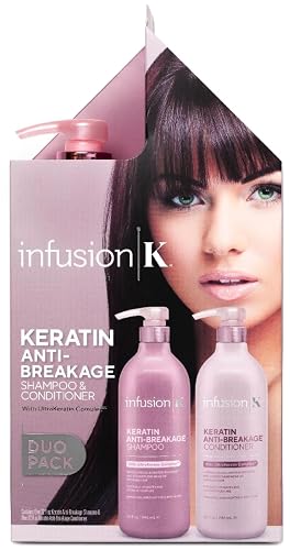 Infusion K Keratin Anti-Breakage Shampoo & Conditioner with UltraKeratin Complex | Hydrates & Strengthens | Enhances Softness & Shine | Color Safe |