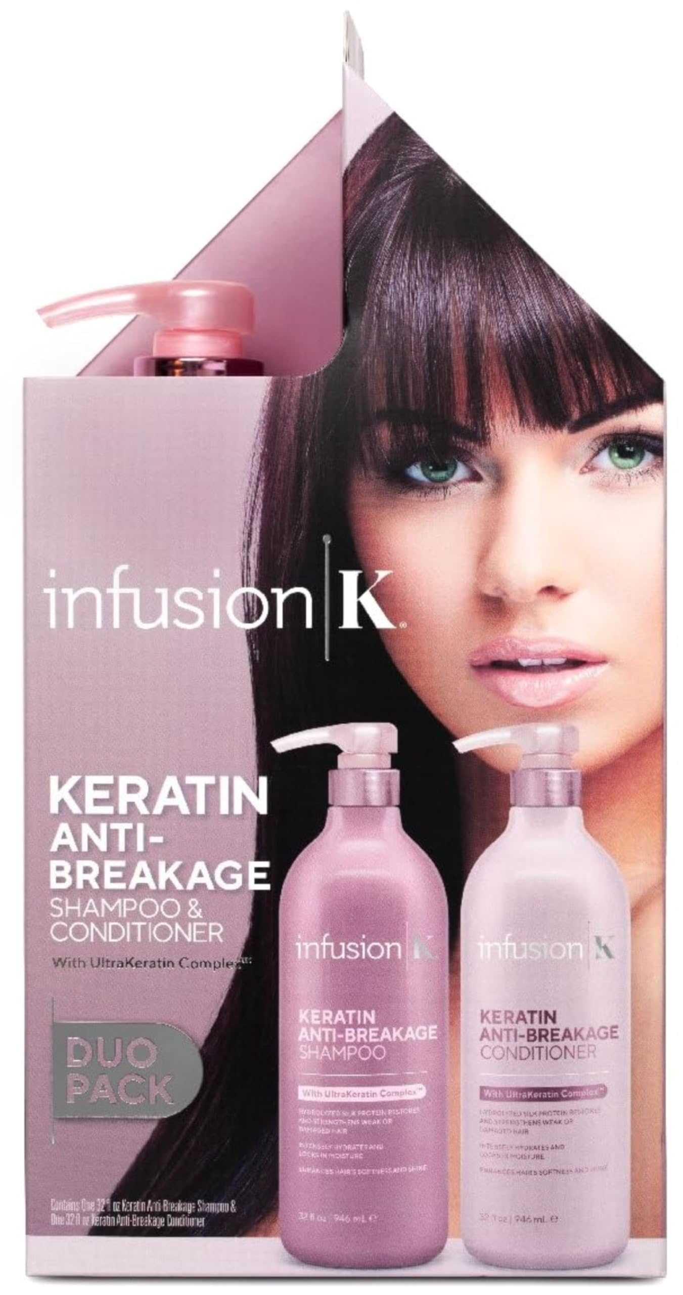 Infusion K Keratin Anti-Breakage Shampoo & Conditioner with UltraKeratin Complex | Hydrates & Strengthens | Enhances Softness & Shine | Color Safe |