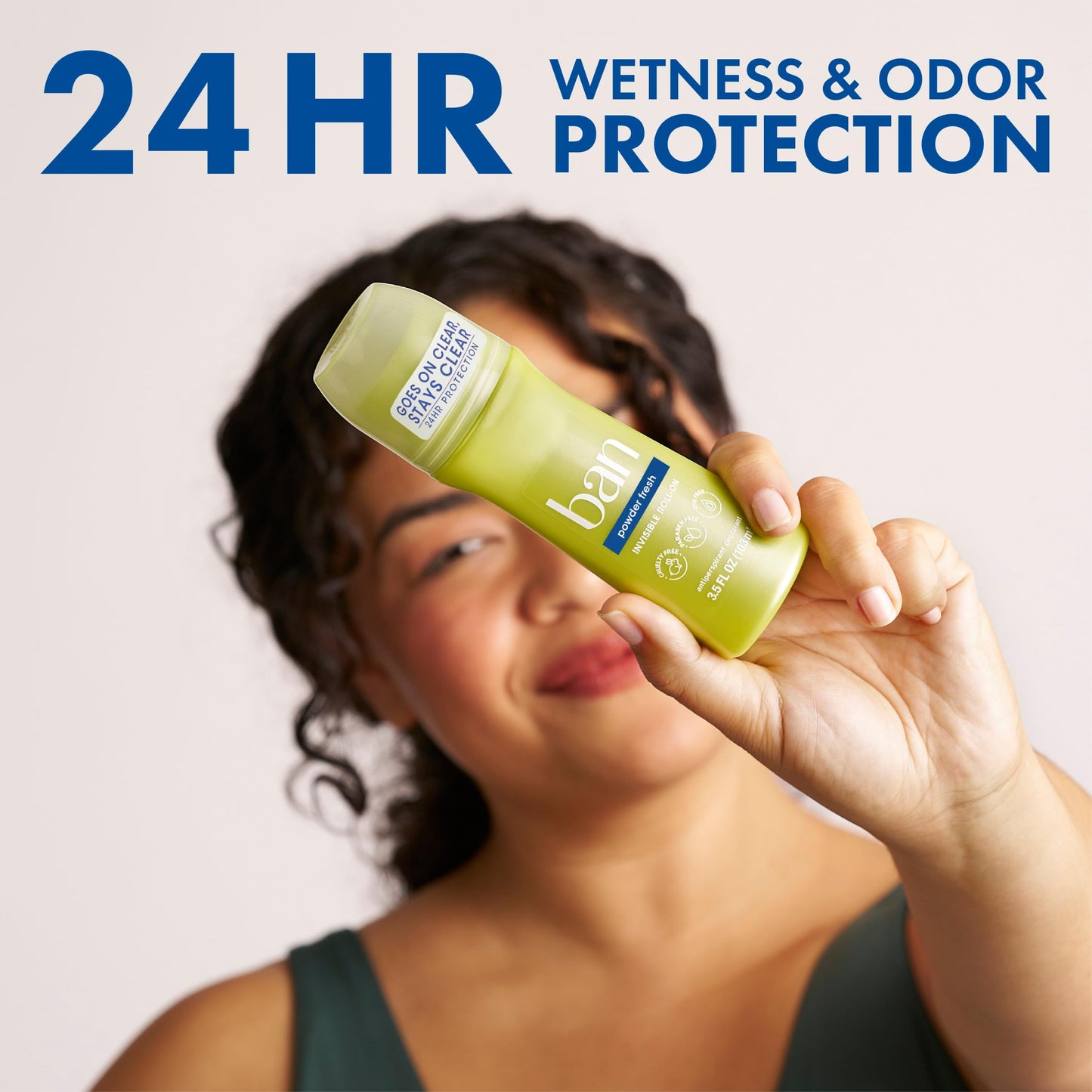 Ban Invisible Roll-on Antiperspirant Deodorant for Women and Men, 24-hour Underarm Odor & Sweat Protection, Powder Fresh, 3.5 Oz, Pack of 4