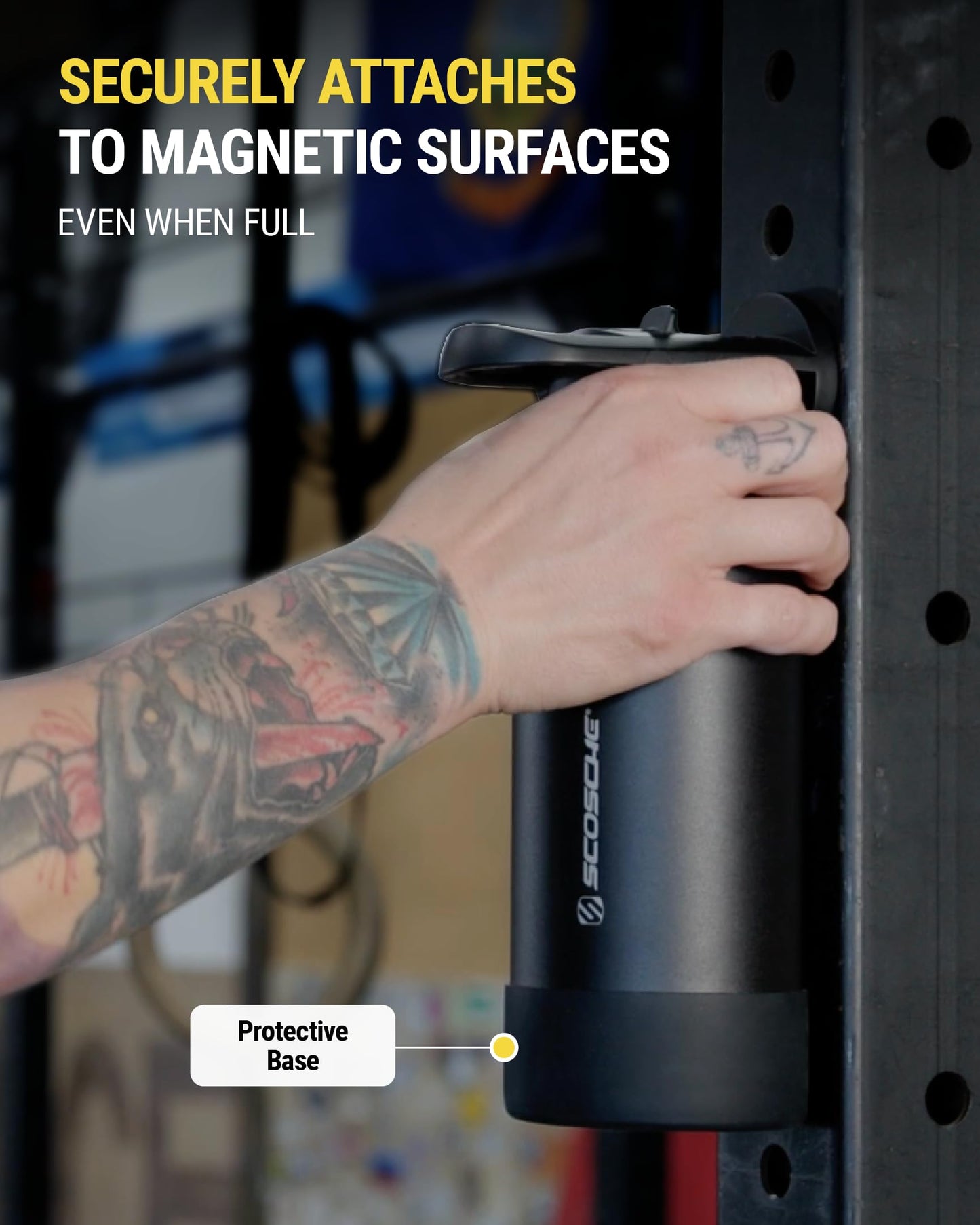 Scosche MFMS22 MagicMount Flask 22 oz Stainless Steel Water Bottle with MagSafe Phone Mount Stand, 12H Hot & 24H Cold Insulated Flask with Magnetic