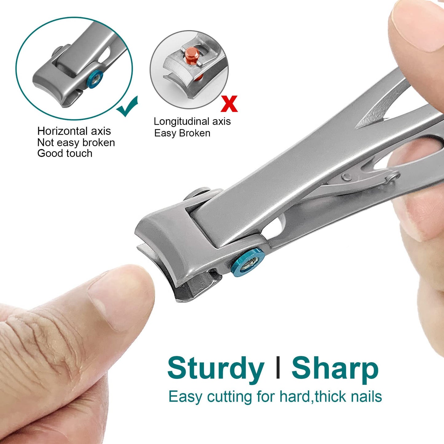 VOGARB Large and Small Nail Clippers Set, Toenail Clippers for Thick Toenails, Wide Jaw Opening Heavy Duty Stainless Steel Toe Nail Clippers