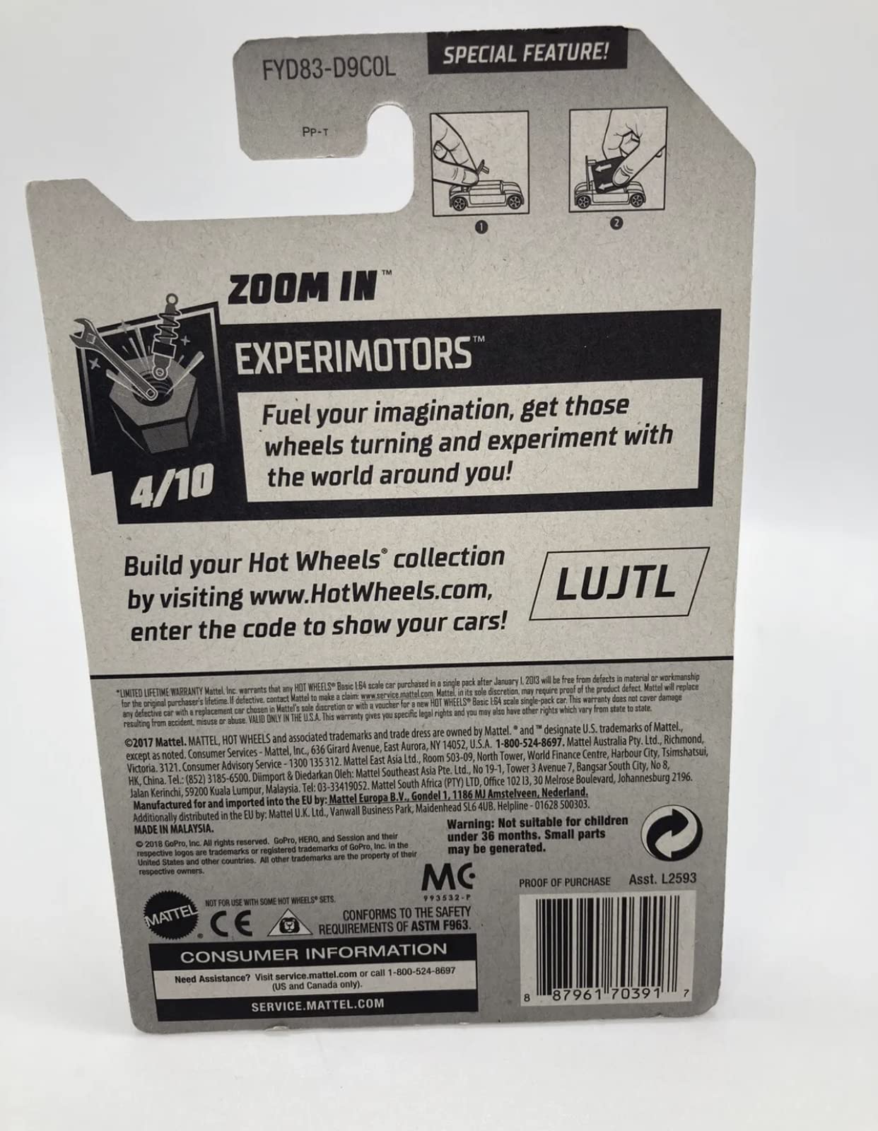 Hot Wheels 2019 HW Zoom in EXPERIMOTORS DIE-CAST Vehicle 103/250-4/10 Works with GoPro