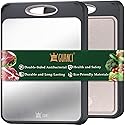 GUANCI Cutting Board for Kitchen, Stainless Steel Cutting Board Double Sided for Chopping Meat/Vegetables, Stainless Steel/Wheat Straw PP, Kitchen…