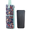 2 Pieces Hair Flat Iron Case Holder Canvas Bag Heat Resistant Curling Iron Silicone Straightener Holder Mat for Hair Tools Curling Iron Organizer Bag