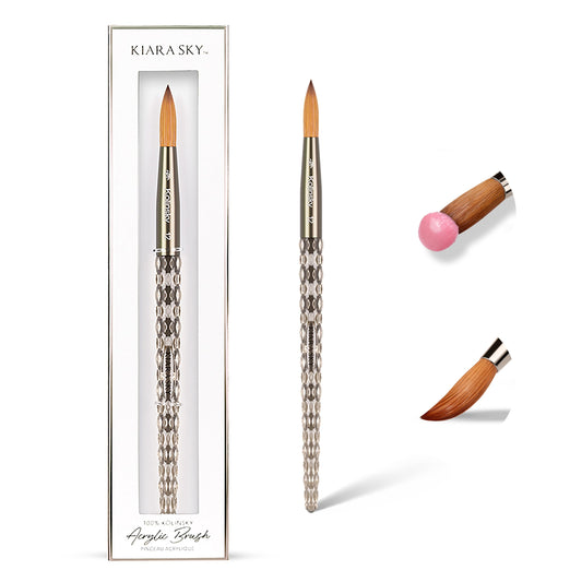 Kiara Sky Kolinsky Acrylic Nail Brush #12 - Pure Kolinsky Sable Hair, Black Crystal Handle, Acetone Resistant, for Acrylic Application, Extensions Beauty & Personal Care KIARA SKY