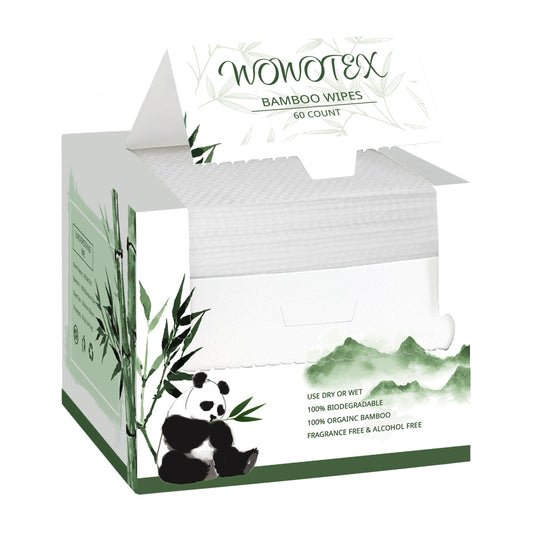 WOWOTEX Bamboo Viscose Disposable Face Towel Biodegradable Large Dry Face Wipes 60 Count Extra Thick Soft Clean Facial Towels for Sensitive Skin Beauty and Personal Care WOWOTEX Default Title
