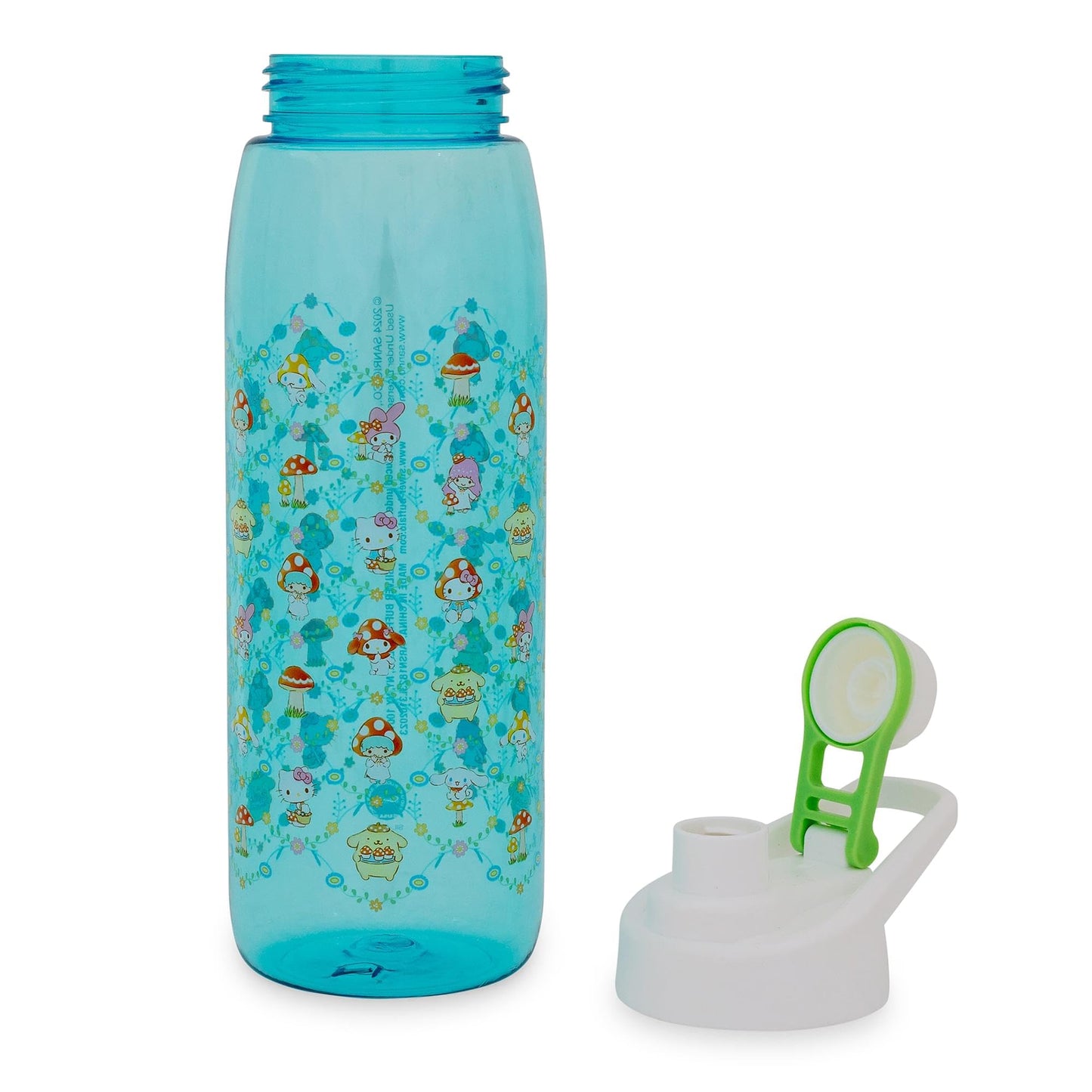 Silver Buffalo Sanrio Hello Kitty and Friends Mushroom Crew Water Bottle With Screw-Top Handle Lid | Large Plastic Sports Jug | Holds 28 Ounces