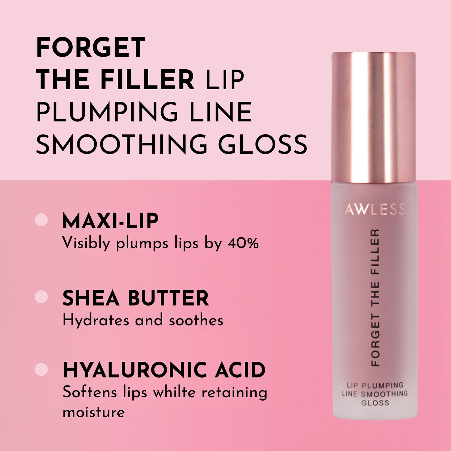 Lawless Women's Forget The Filler Lip Plumper Line Gloss, Velvet, Pink, 0.11 Fl Oz (Pack of 1)