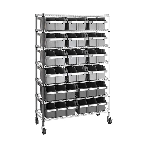 Seville Classics Heavy Duty NSF Bin Rack Solid Steel Wire Shelving Storage Unit, Patented Organizer for Garage, Warehouse, Office, Restaurant…