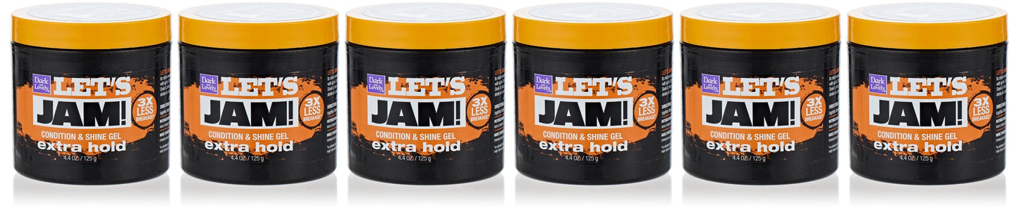 Lets Jam Condition & Shine Gel Extra Hold 4.4 Ounce Jar (130ml) (6 Pack)