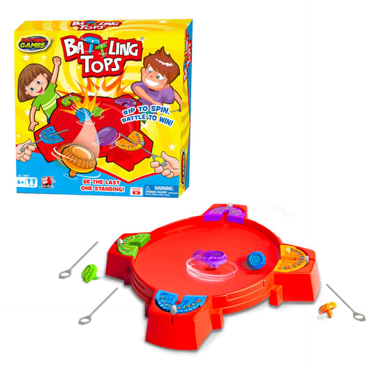 Playmind Battling Tops - The Original Classic Spinning Tops Game Set for 2-4 Kids. Insert, Press & Pull! Drop Battle Gyros in The Stadium to Combat…