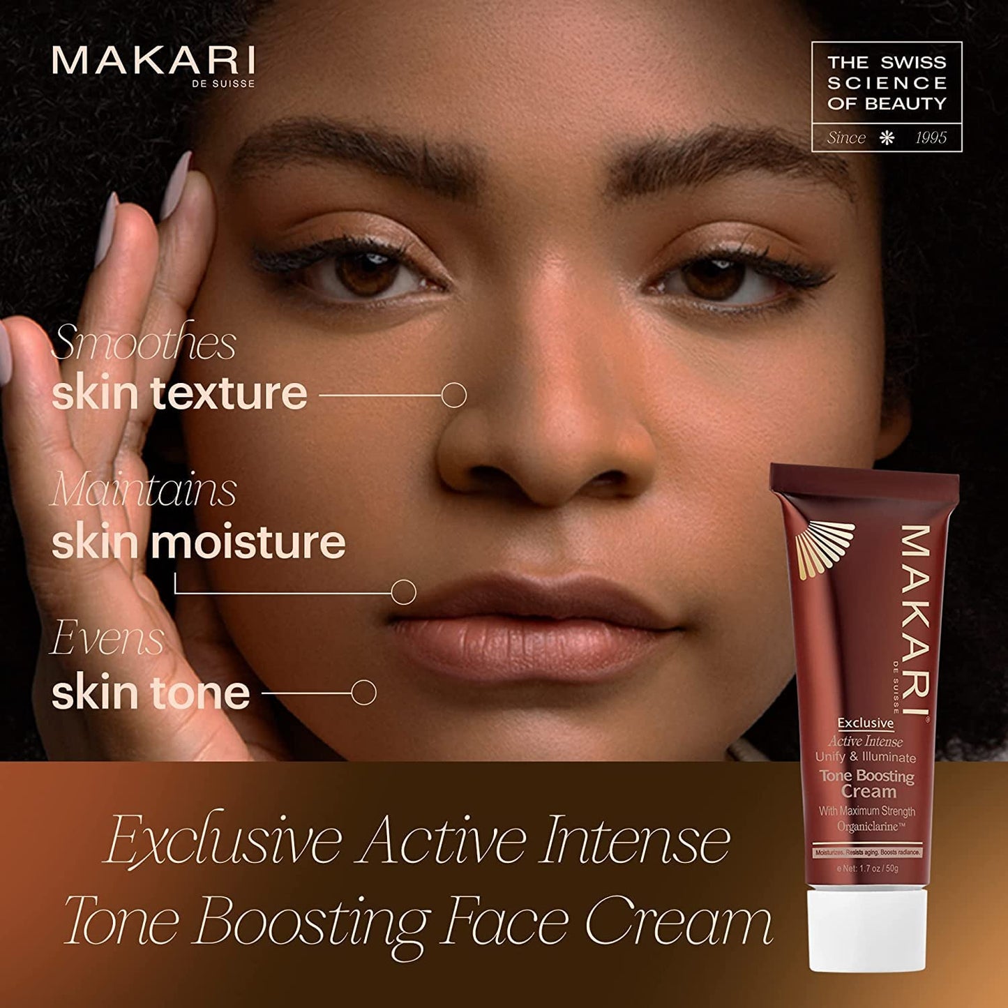 MAKARI Exclusive Active Intense Tone Boosting Face Cream (1.7 oz) | Skin-Brightening Facial Cream | Moisturizes and Softens | Smoothens Fine Lines