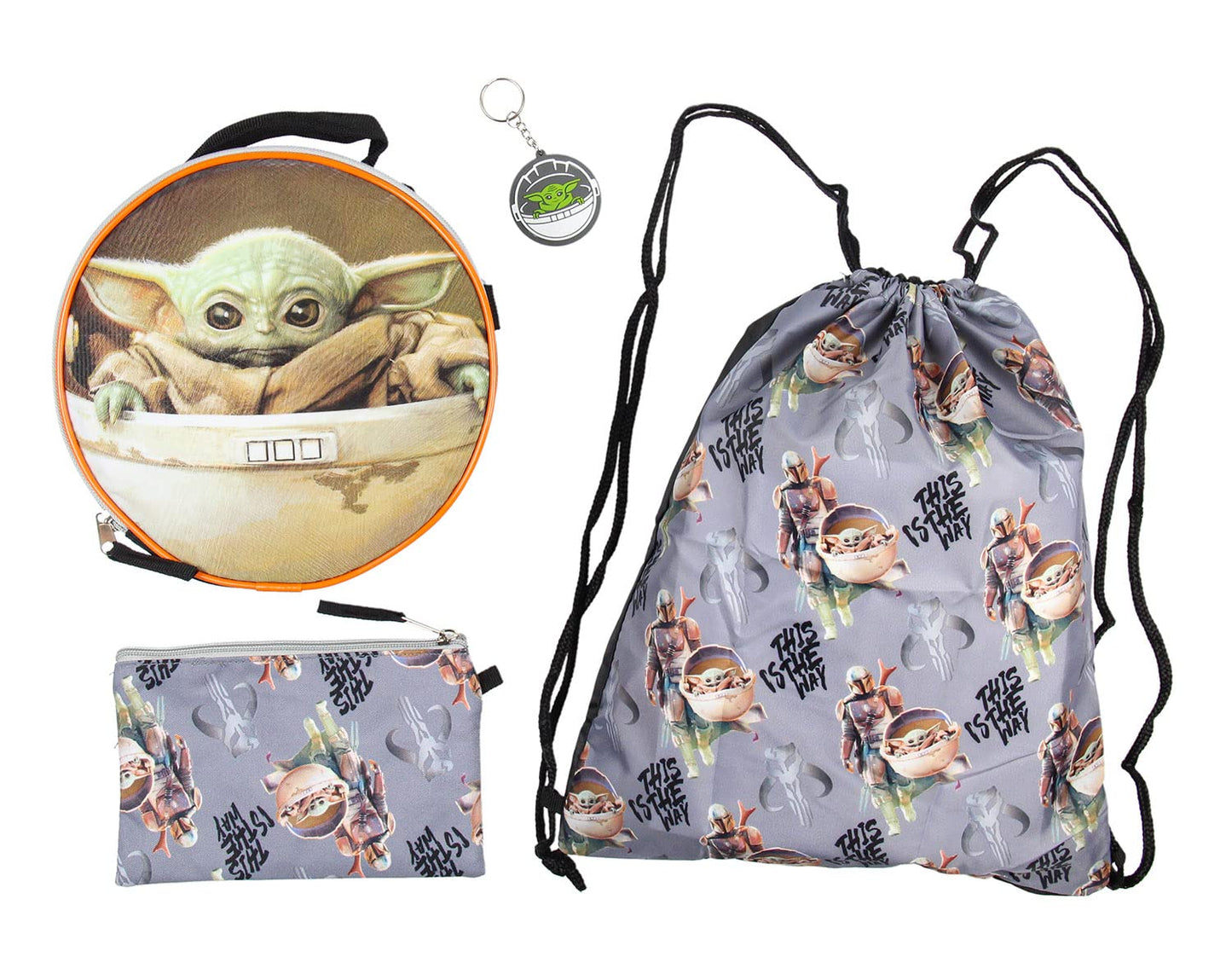 Bioworld The Mandalorian Grogu Baby Yoda This Is The Way 5 Piece 16" Backpack Lunch Bag Mega Set