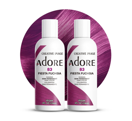 Adore Semi Permanent Hair Color (083 Fiesta Fuchsia) (2 Pack) | Vegan & Cruelty-Free Purple Hair Dye | No Ammonia, No Peroxide, No Alcohol | 4 Fl Oz