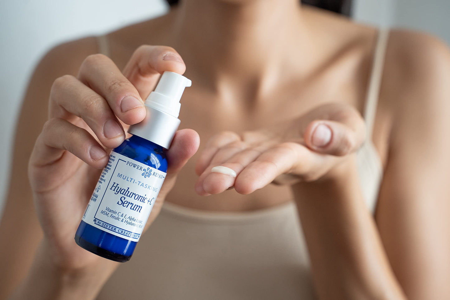 Peak Scents Power Repair Hyaluronic + C Serum - Natural Herbal Skin Care Serum w/Hyaluronic Acid and Vitamin C & E for Face - Anti Aging Facial Serum