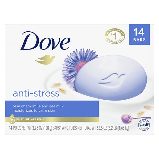 Dove Beauty Bar Gentle Cleanser Moisturizes To Calm Skin Anti-Stress Cream Bar Gentle Bar Soap Cleanser Made With 1/4 Moisturizing Cream 3.75 oz 14