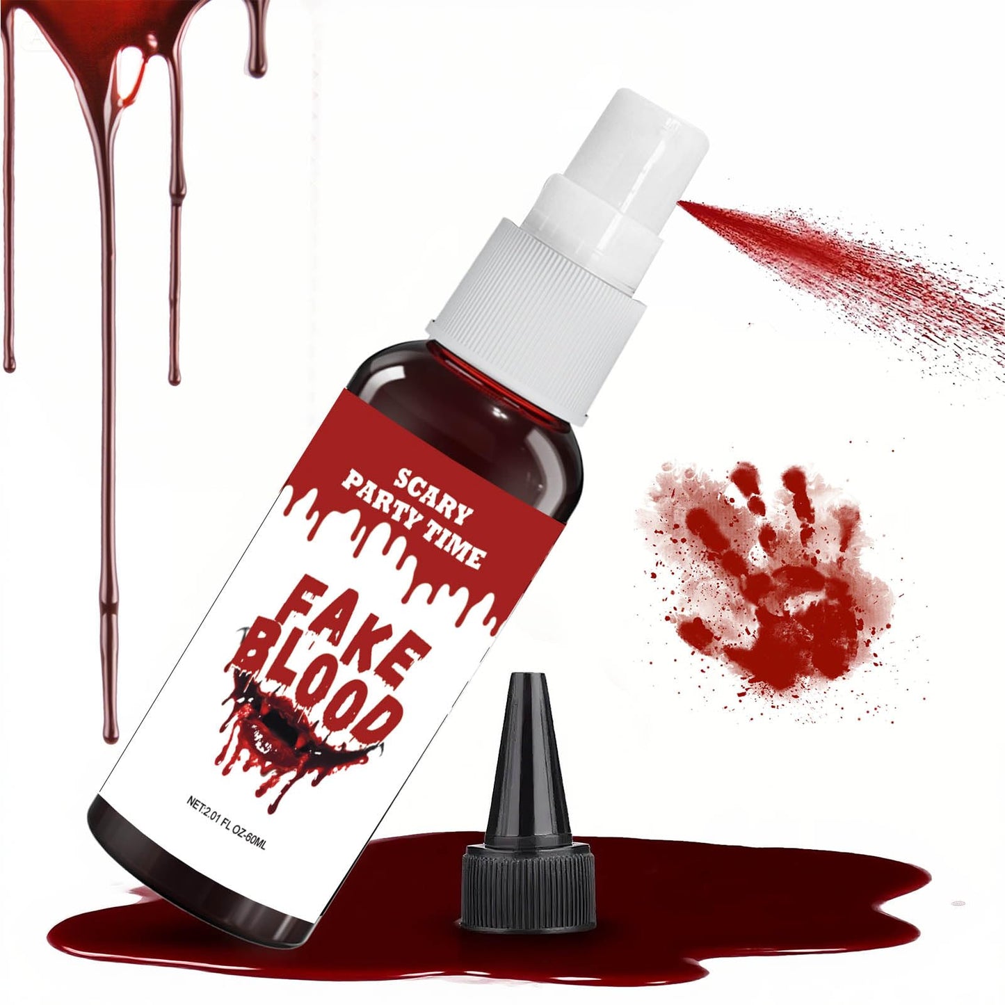 Fake Blood Splatter,2.01FL.OZ Vampire Blood Makeup,Halloween Fake Blood Spray Eye Blood Drops Body Paint?Blood Splatter for Clothes,Halloween Zombie