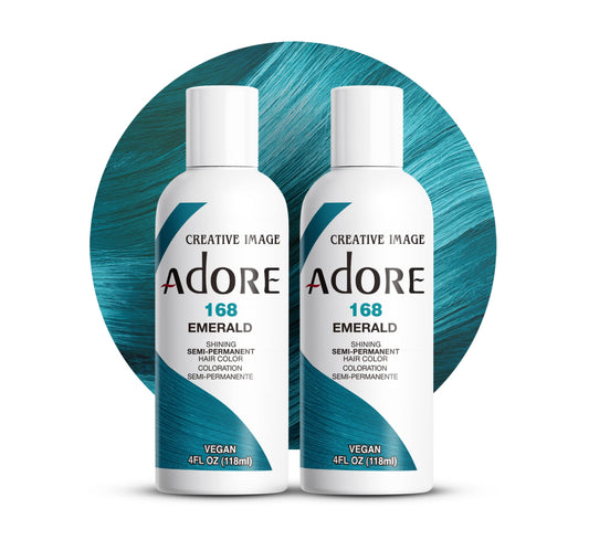 Adore Semi Permanent Hair Color (168 Emerald) (2 Pack) | Vegan & Cruelty-Free Green Hair Dye | No Ammonia, No Peroxide, No Alcohol | 4 Fl Oz