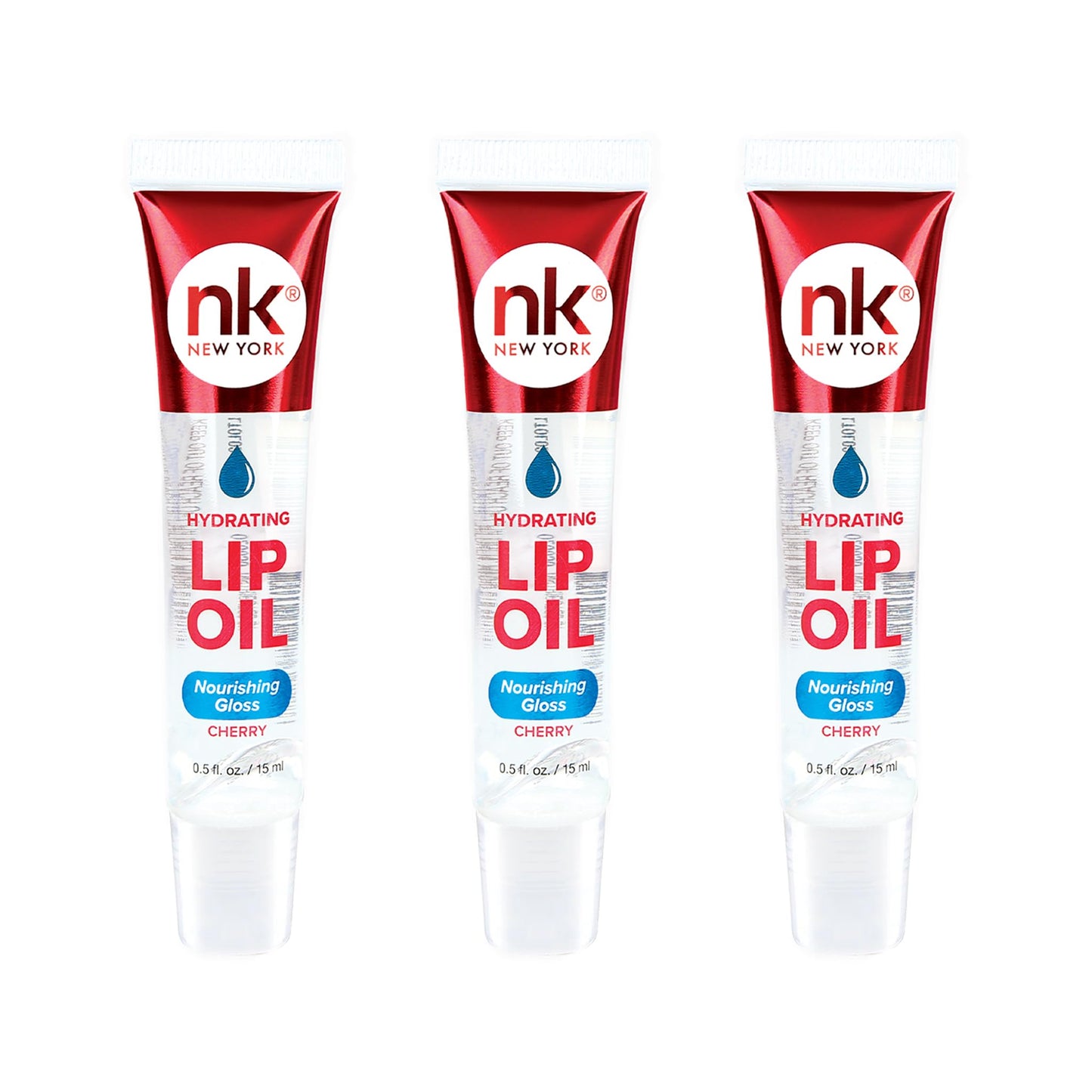 Nicka K Hydrating Lip Oil Nourishing Glass (CHERRY-3PK)
