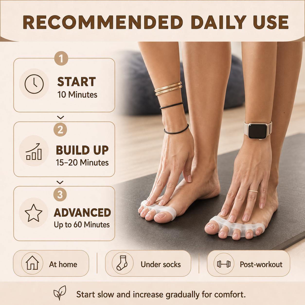 Toe Spacers for Women and Men, Bunion Corrector, Hammertoe Straightener and Plantar Fasciitis Relief, Latex-Free Medical-Grade Silicone Toe Separators Beauty & Personal Care Yoga Trapeze