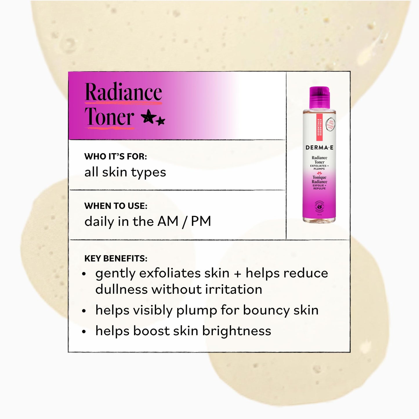 Derma-E Essentials Radiance Toner Unisex 6 oz