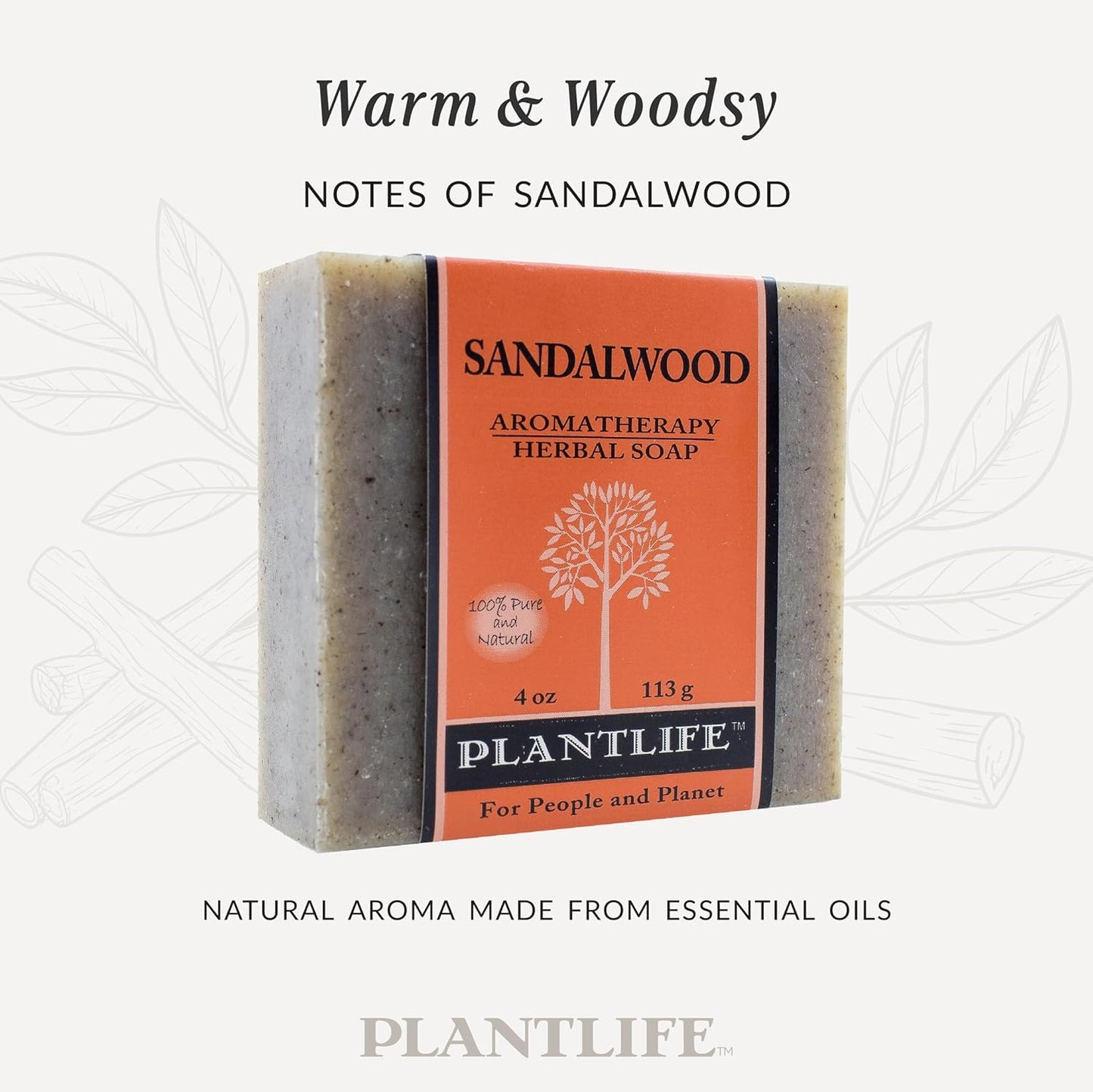 Plantlife Sandalwood Bar Soap Pack of 2 - Moisturizing and Soothing Soap for Your Skin - Hand Crafted Using Plant-Based Ingredients - Made in Beauty & Personal Care Plantlife