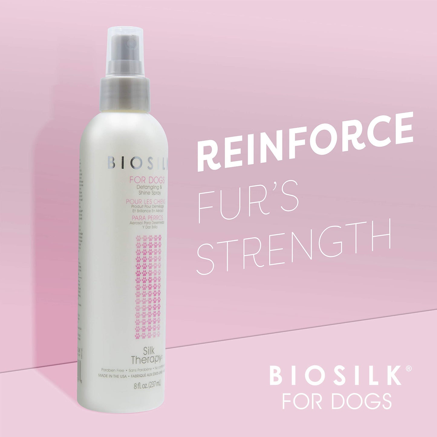 BioSilk for Dogs Detangling & Shine Mist – Silk Therapy Spray for Shiny, Smooth Coats & Dematting, 8oz Bottle
