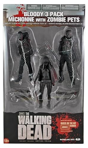 McFarlane Toys The Walking Dead TV Series 3 Bloody Black and White Michonne and Pet Zombie Action Figure, 3-Pack