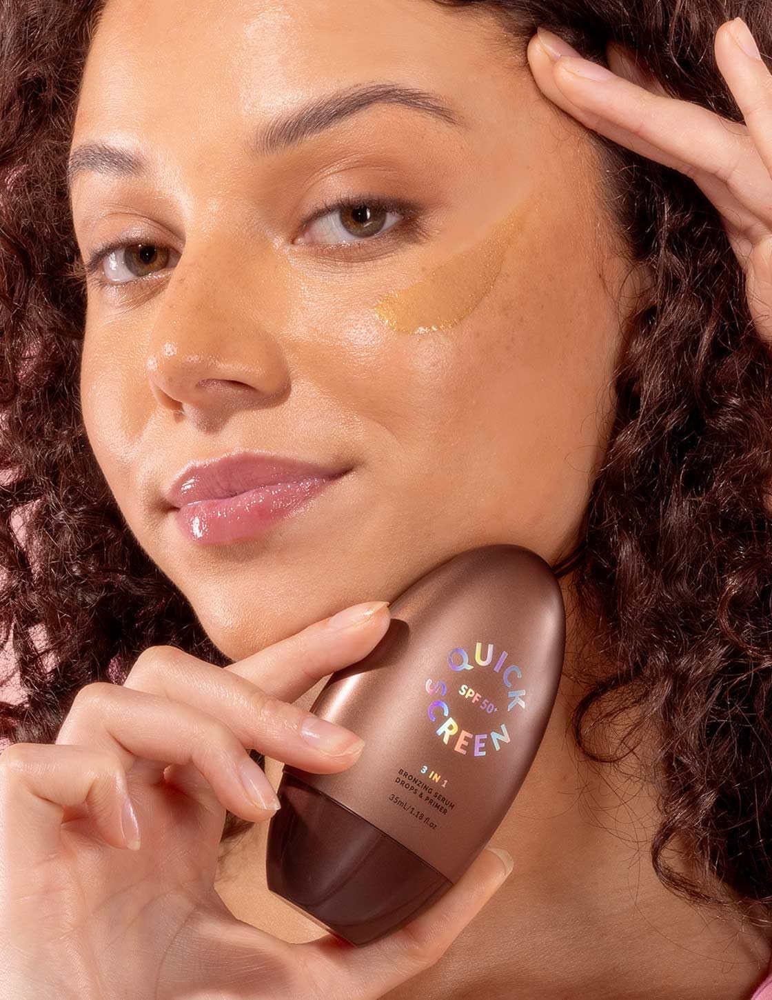 THE QUICK FLICK Bronzing Drops for Face with SPF 50+ Protection - 3-in-1 Liquid Bronzer, Hydrating Serum & Primer for Glowing, Sun-Kissed Skin