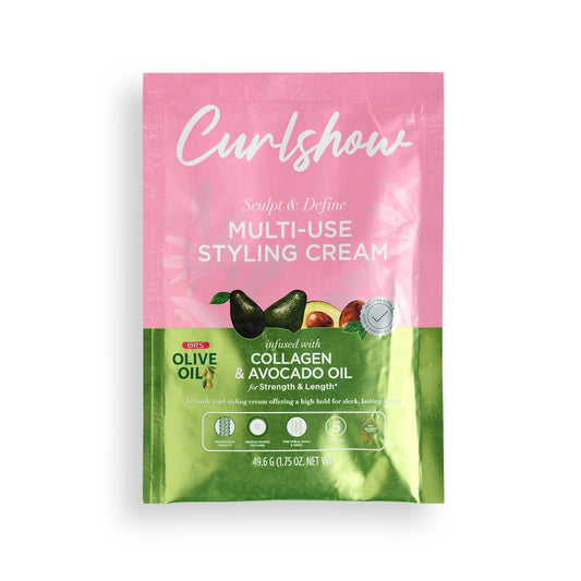ORS Olive Oil Curlshow Multi-Use Styling Cream Infused with Collagen & Avocado Oil for Strength & Length Travel Packet 1.75 Ounce (1)