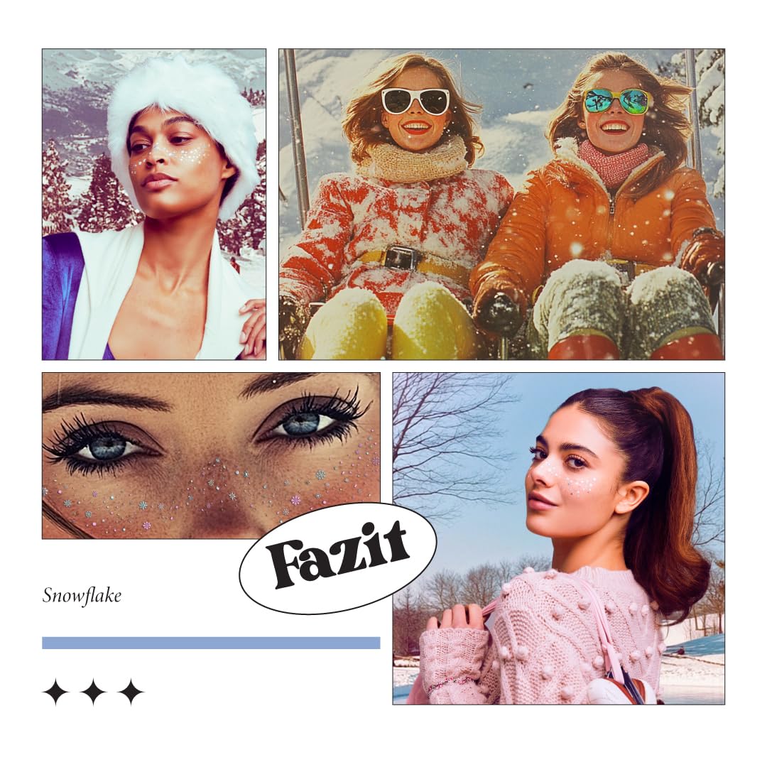 Fazit Makeup Patches - Snowflake Speckles - Glow Up Make-Up Patches - Cute Glitter Makeup Accessories for Women - Cosmetic Glitter for Face